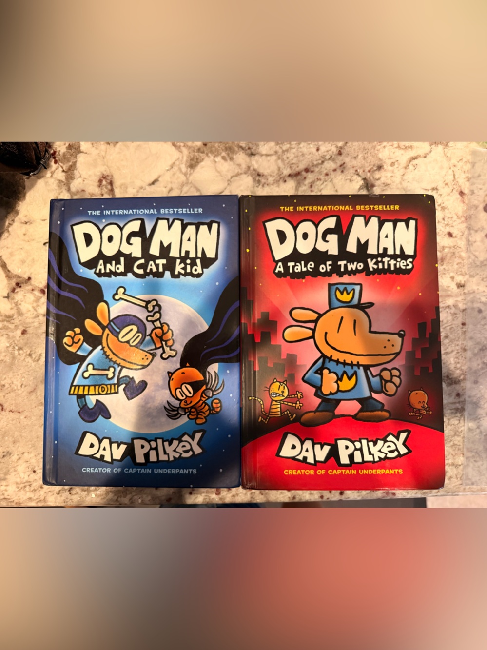 2 Dog Man Book Set by - Blue & Red Covers hardback